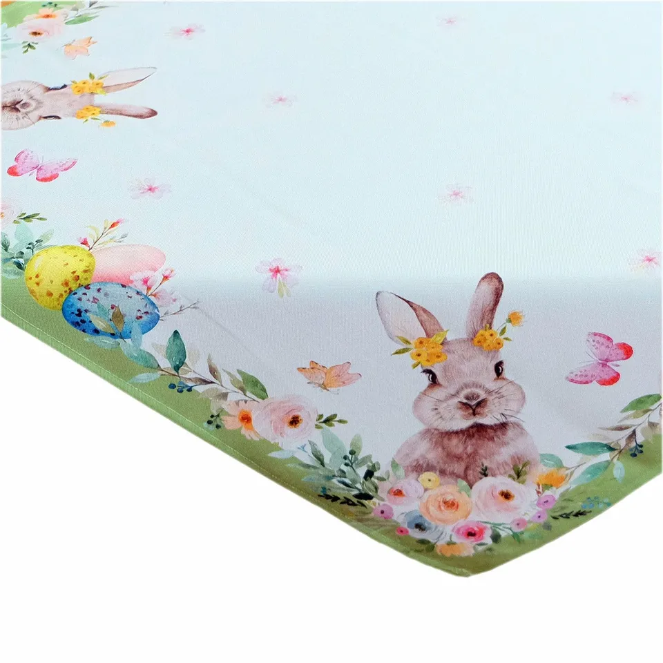 TEXPOT Tischläufer chemin de table lapin œufs 40x140 cm