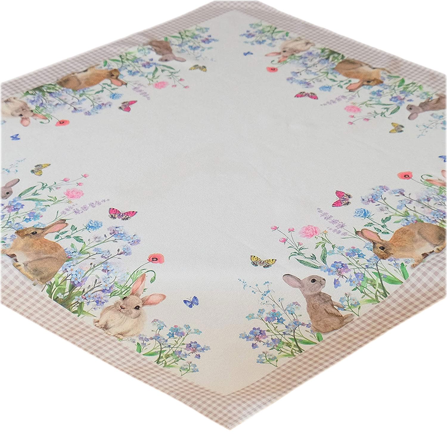 Texpot Tischläufer chemin lapins fleurs 90x40 polyester