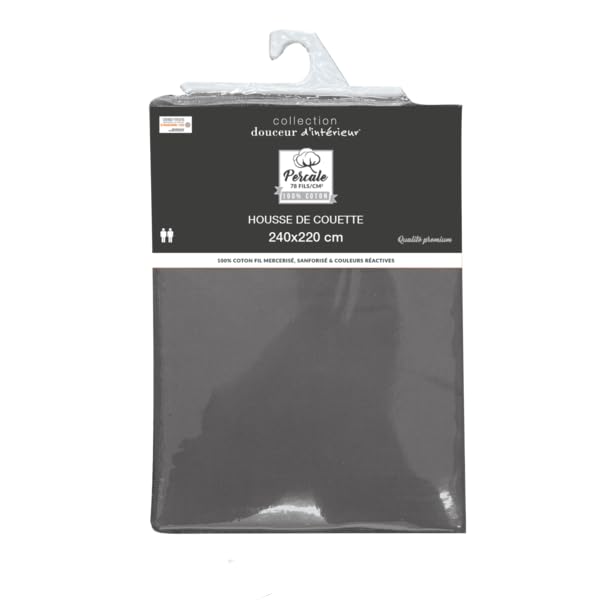 Promo Linge Housse de couette percale coton acier 220x240 cm