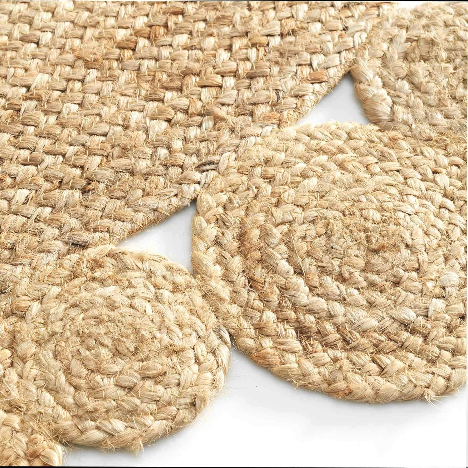 Promo Linge Cordou tapis rond 120 cm jute ajouré