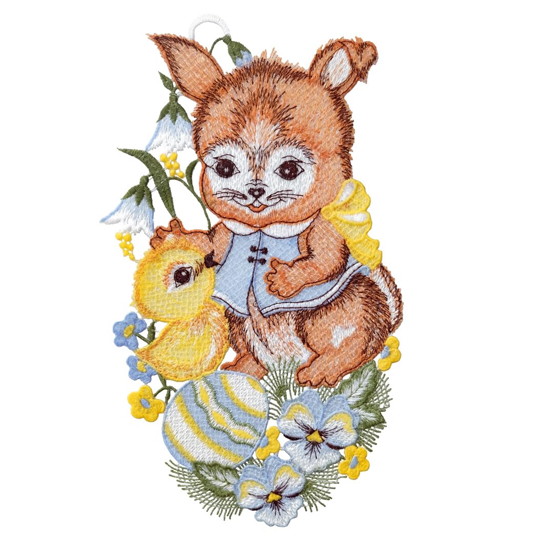 Texpot Deko image fenêtre lapin Pâques papillons 15x27 cm