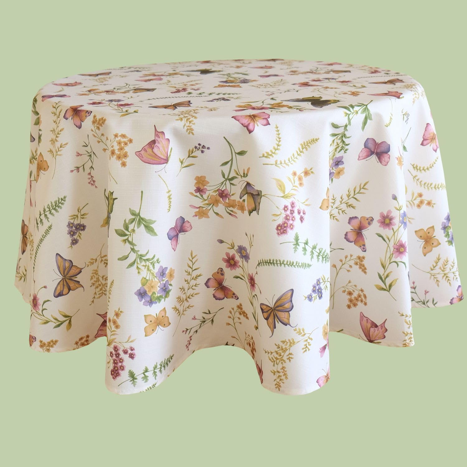 Texpot Tischdecken nappe ronde 130 cm papillon printemps