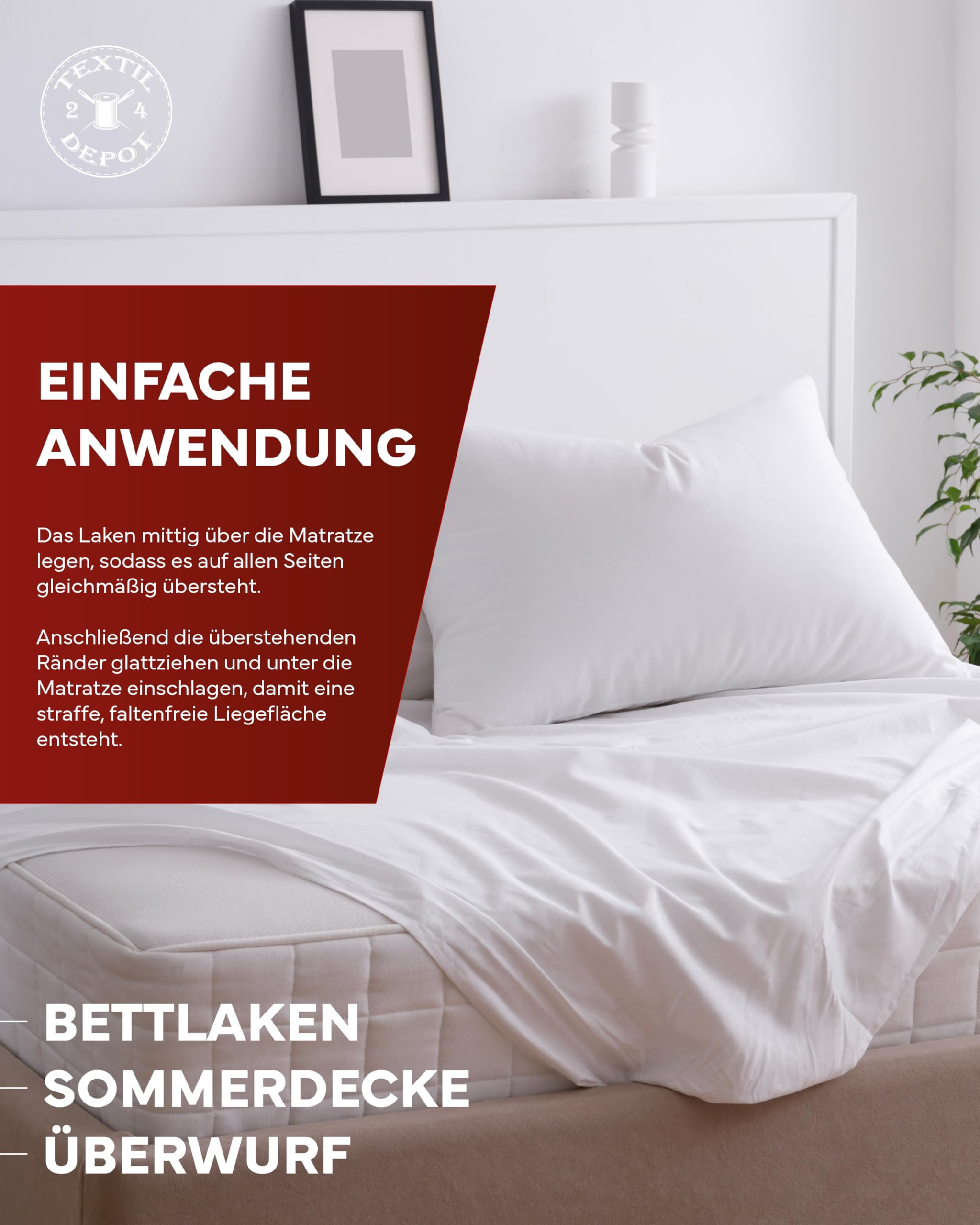 TEXPOT Bettlaken drap plat blanc 150x250cm 100% coton