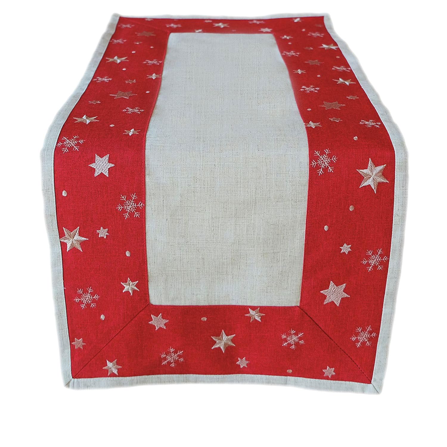 TEXPOT Tischdecken nappe 85x85 cm rouge beige étoiles