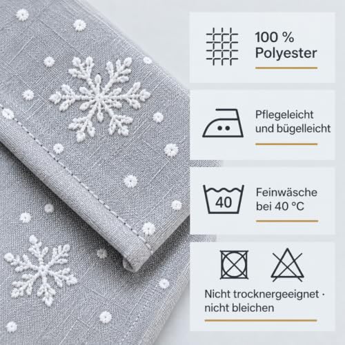 Texpot Tischläufer chemin de table Noël 85x40 cm gris village hiver