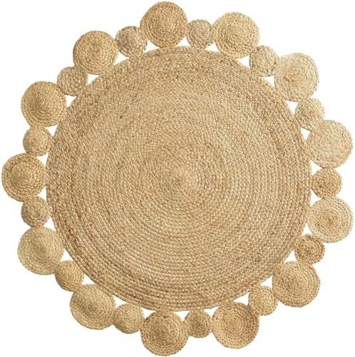 Promo Linge Cordou tapis rond 120 cm jute ajouré
