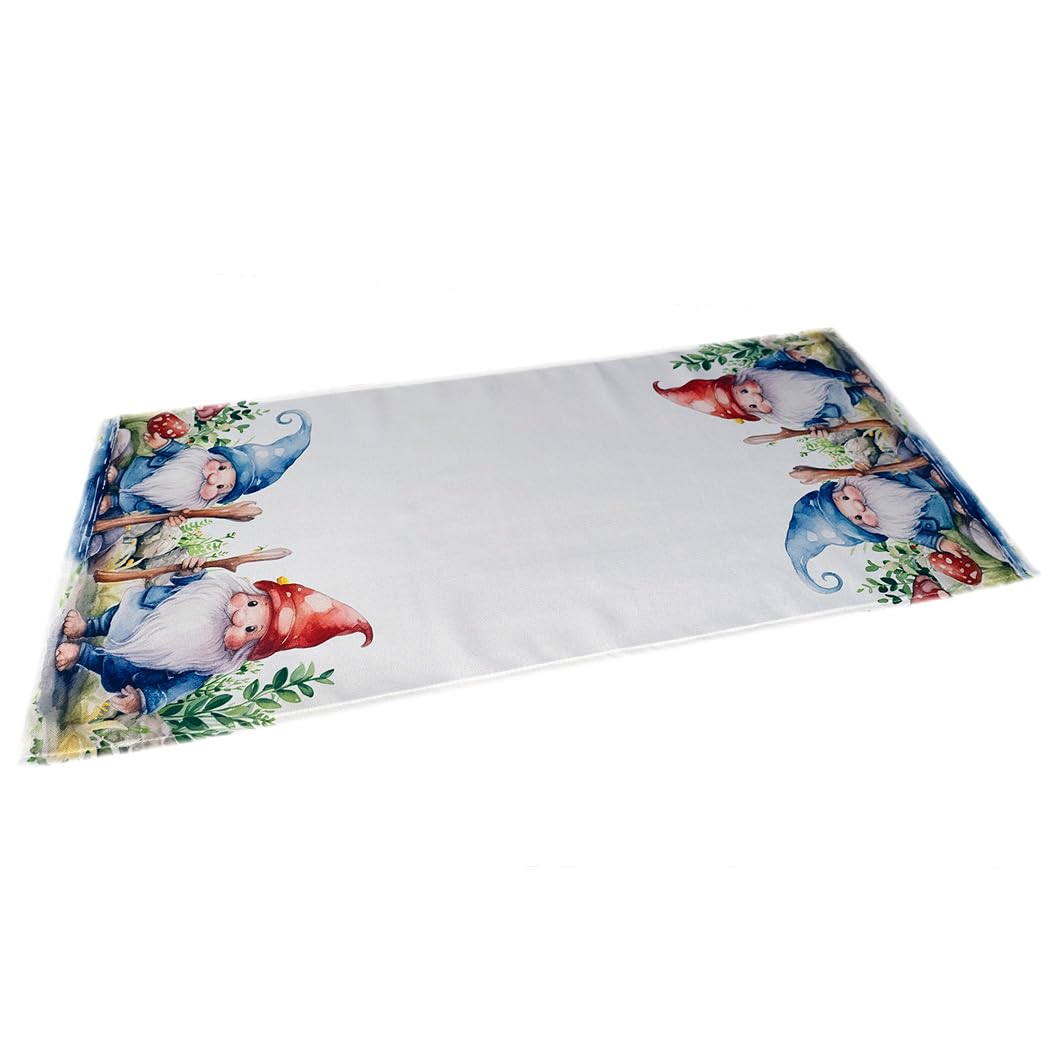 TEXPOT Tischdecken nappe ronde 150 cm motif nain blanc