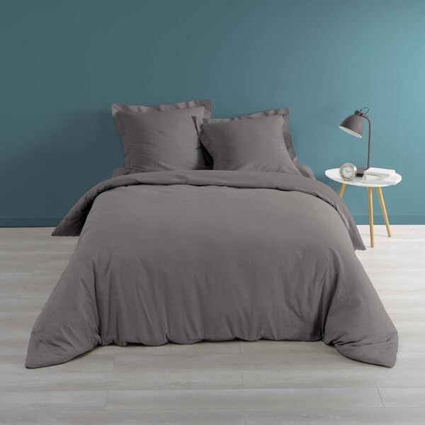 Promo Linge Housse de couette percale coton acier 220x240 cm