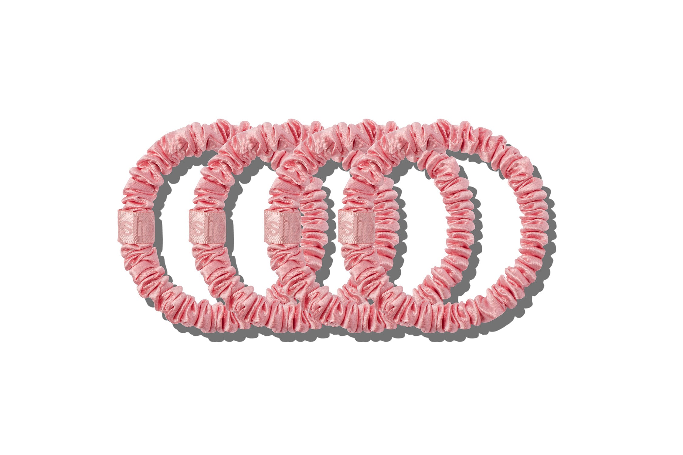 Slip Skinny Scrunchies Chouchou Soie Rose Lot 4