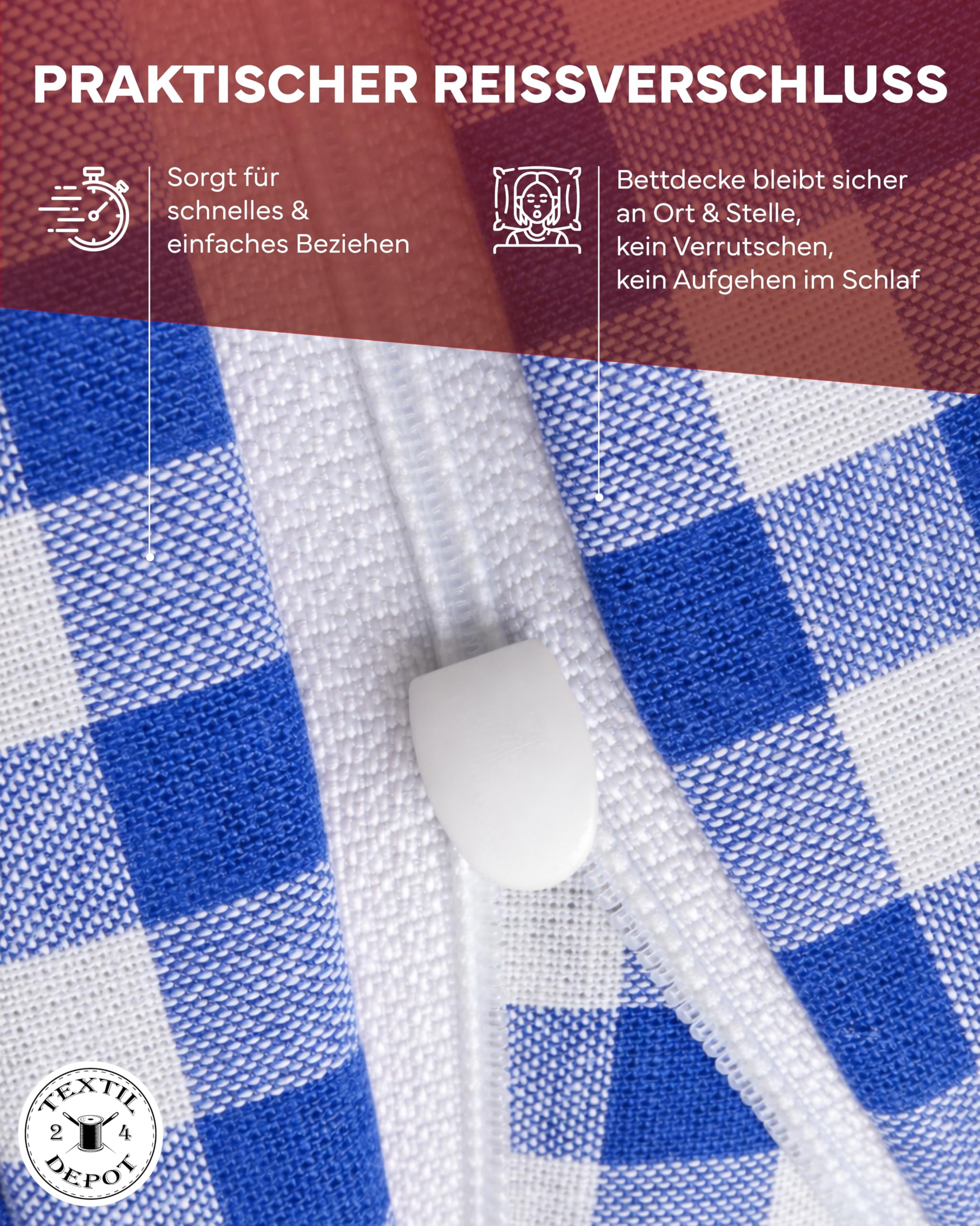 TEXPOT Bettwäsche parure lit 135x200 carreaux bleus coton