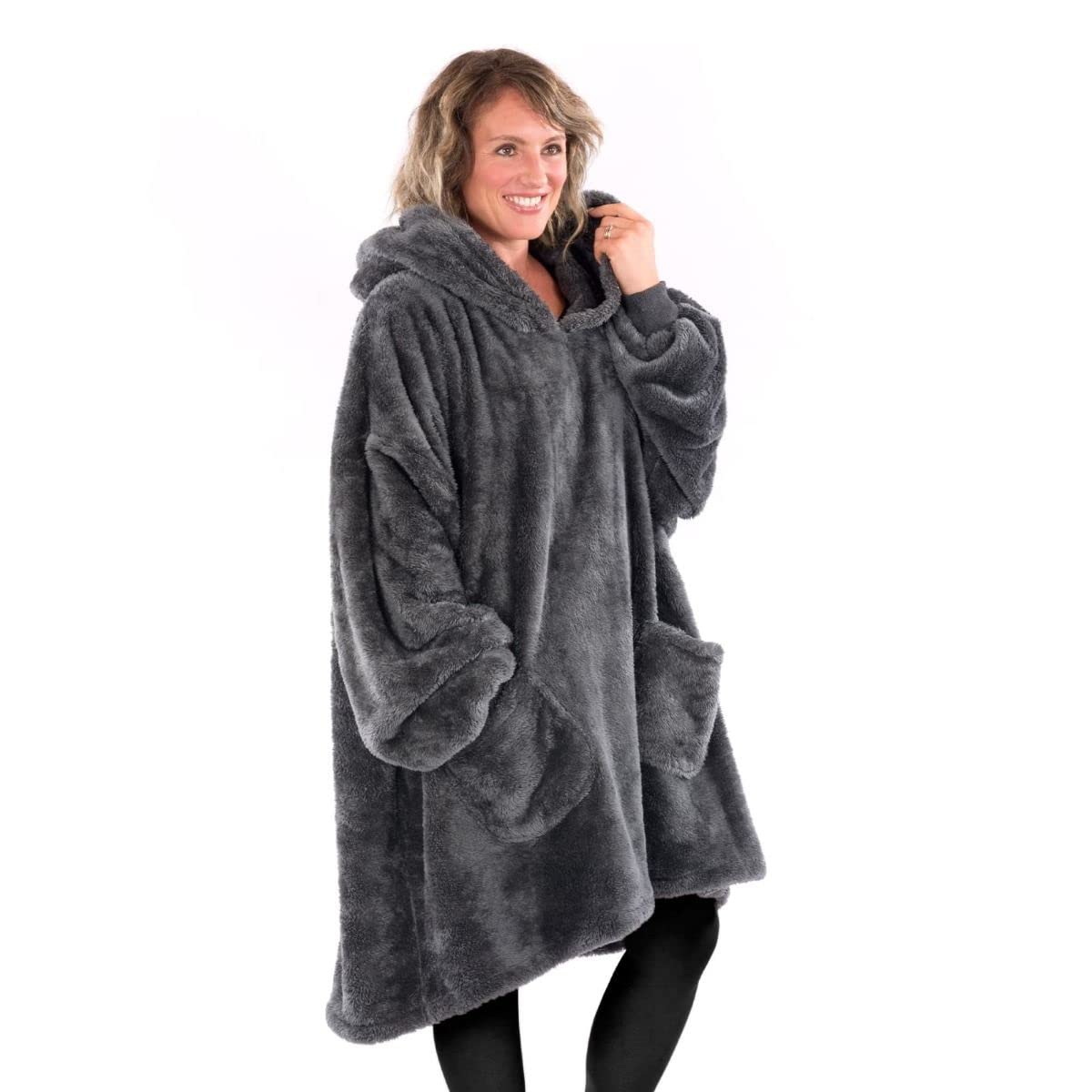 Snug Snug-Rug Hoodie Plaid sweat Gris Ardoise sherpa