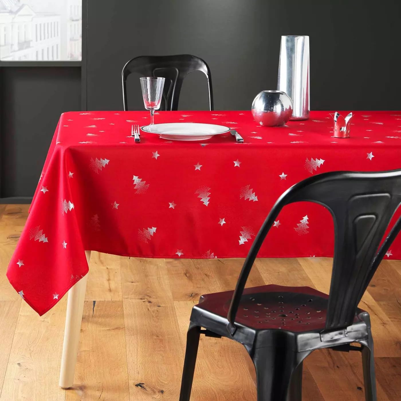 PROMO LINGE Nappes de Fêtes nappe 150x240 cm sapin argent blanc