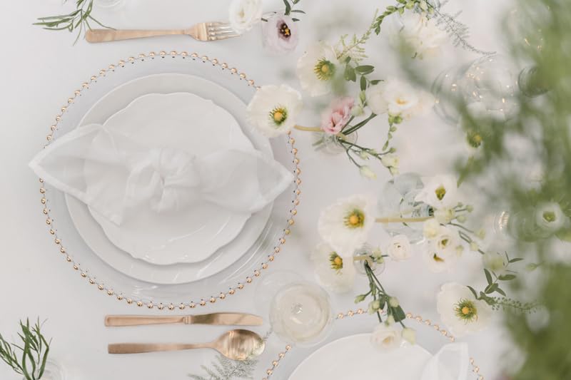 TEXPOT Servietten serviettes tissu blanc 40x40 lot 4