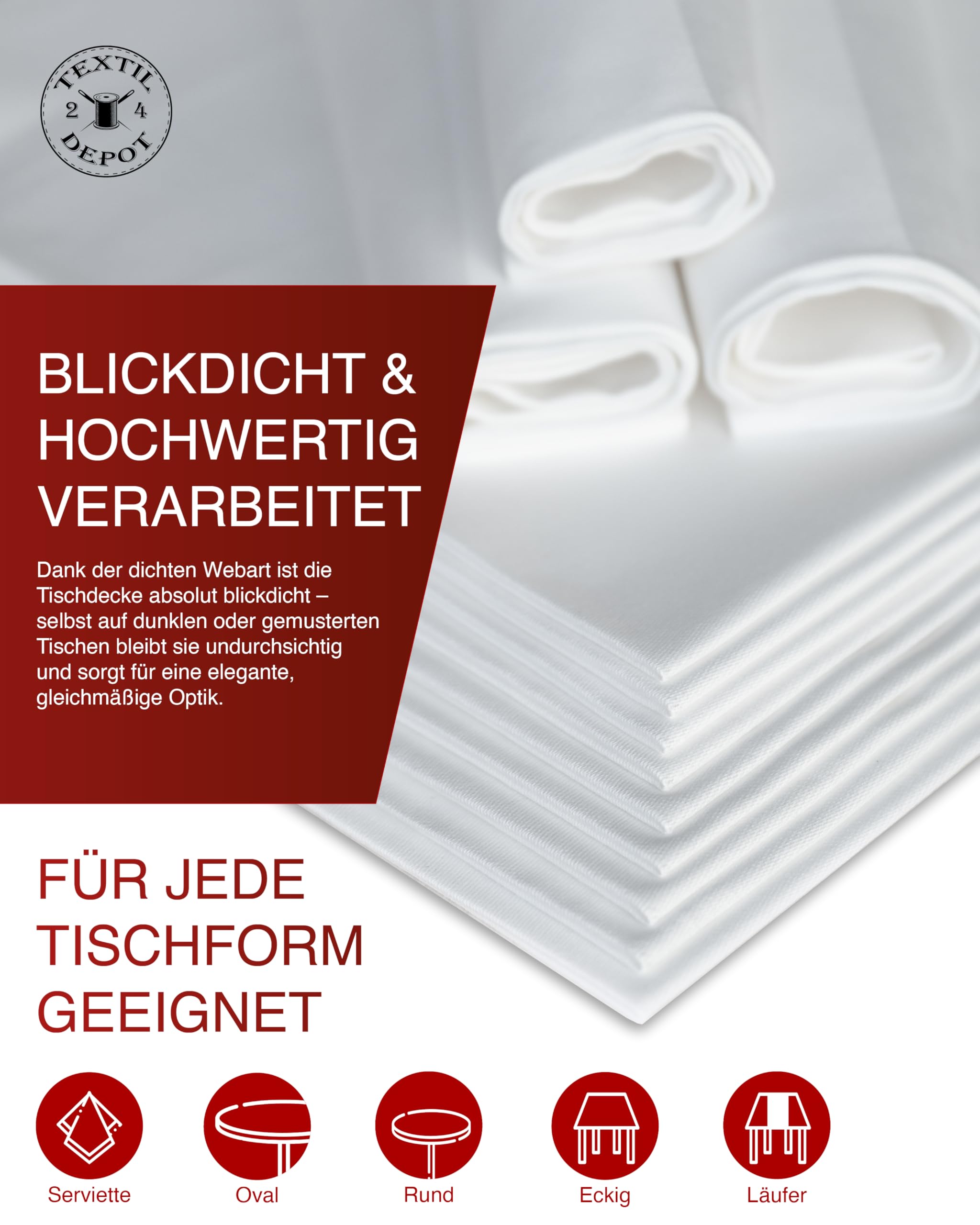 Texpot Tischdecken nappe damassée blanche 90x90 cm