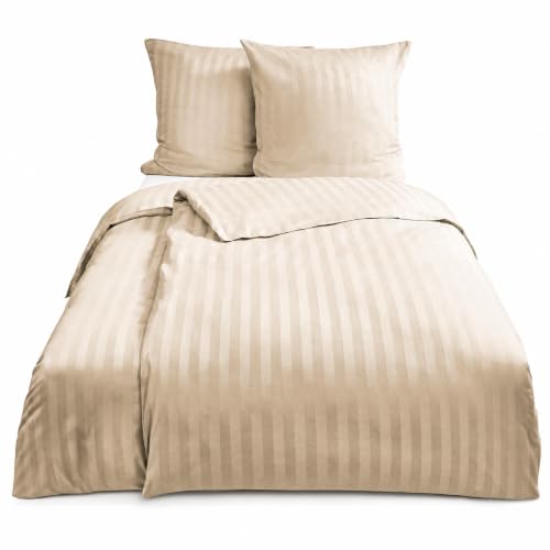 Texpot Bettwäsche parure de lit 135x200 cm rayures grise coton