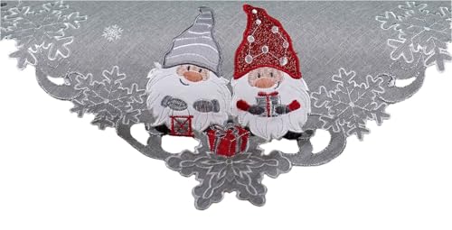TEXPOT Lutin 25x160 chemin de table gris clair Noël