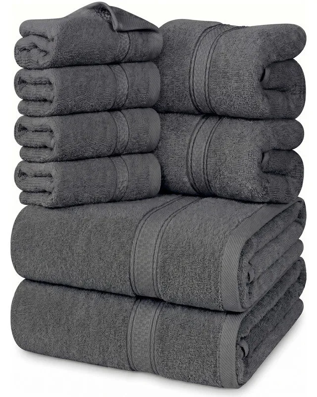 Utopia Bedding Towels Set Serviettes Coton Gris Lot 8