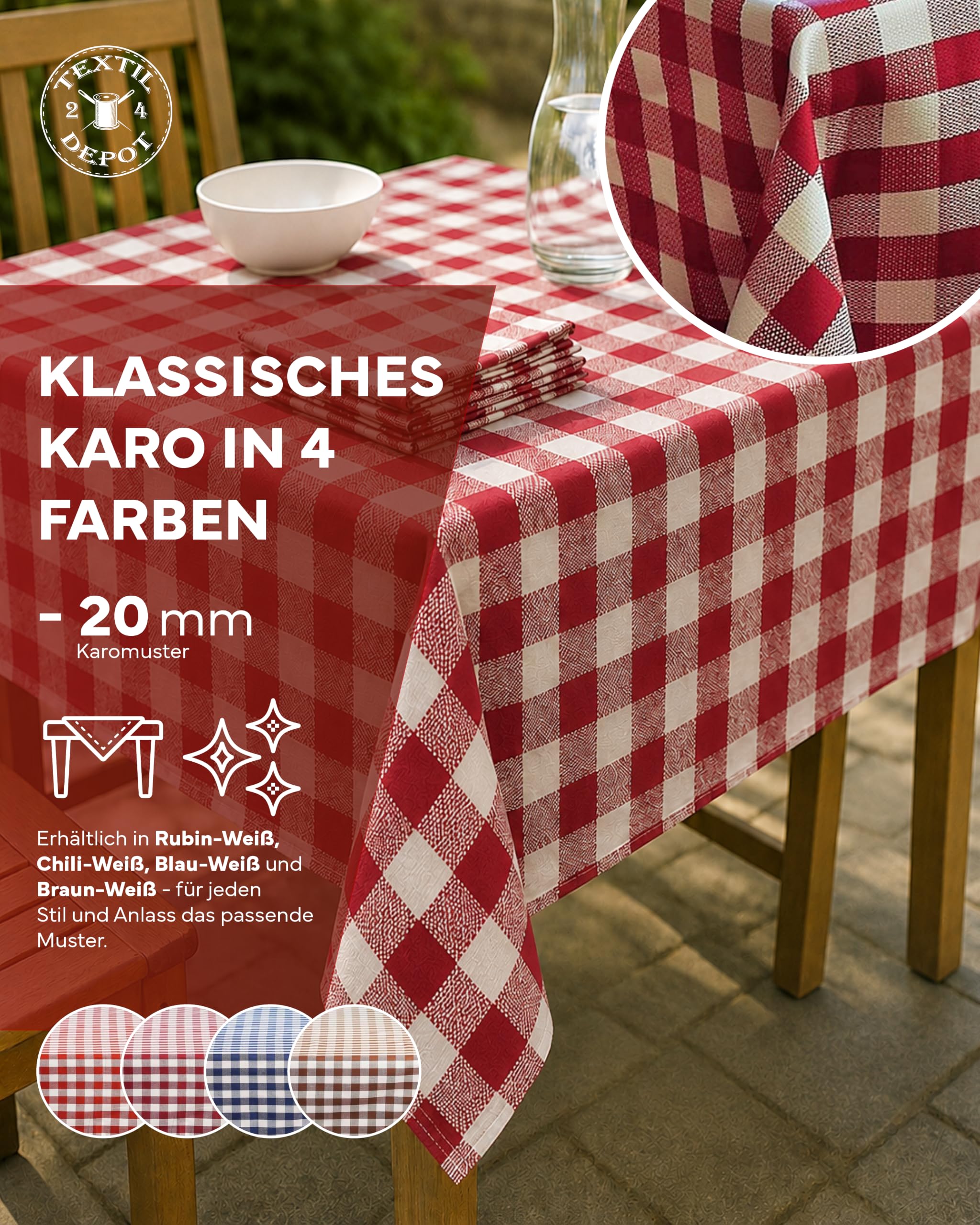 TEXPOT Tischdecken Nappe à carreaux 110x110 coton chilli
