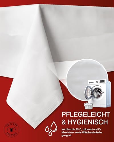 Texpot Tischdecken nappe coton blanc damassé 210x800 cm