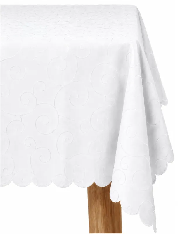TEXPOT Tischdecken Ornament nappe ronde blanche 160 cm