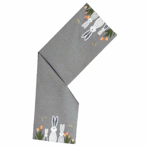 TEXPOT Tischläufer chemin de table 40x140 cm gris lapin de Pâques