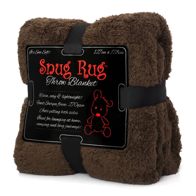 Snug Snug-Rug Sherpa Throw Blanket plaid marron chocolat 127x178