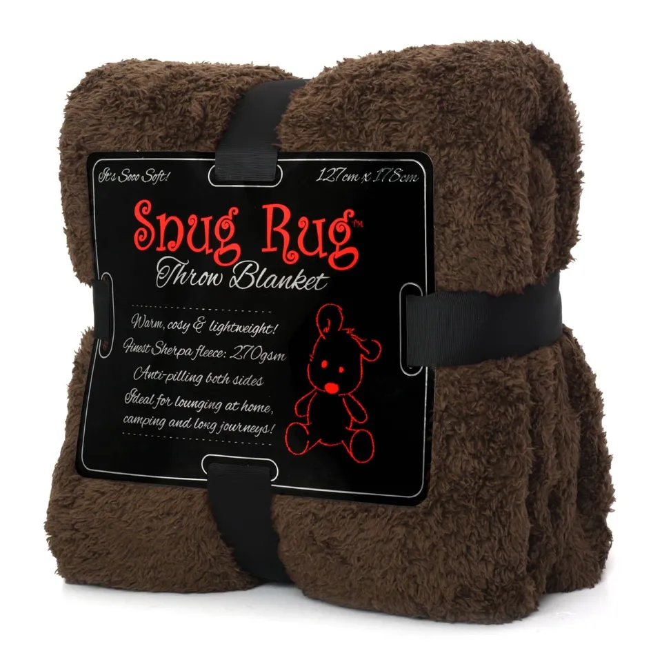 Snug Snug-Rug Sherpa Throw Blanket plaid marron chocolat 127x178