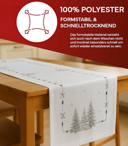 TEXPOT Tischläufer arbre chemin table 140x40 cm gris Noël