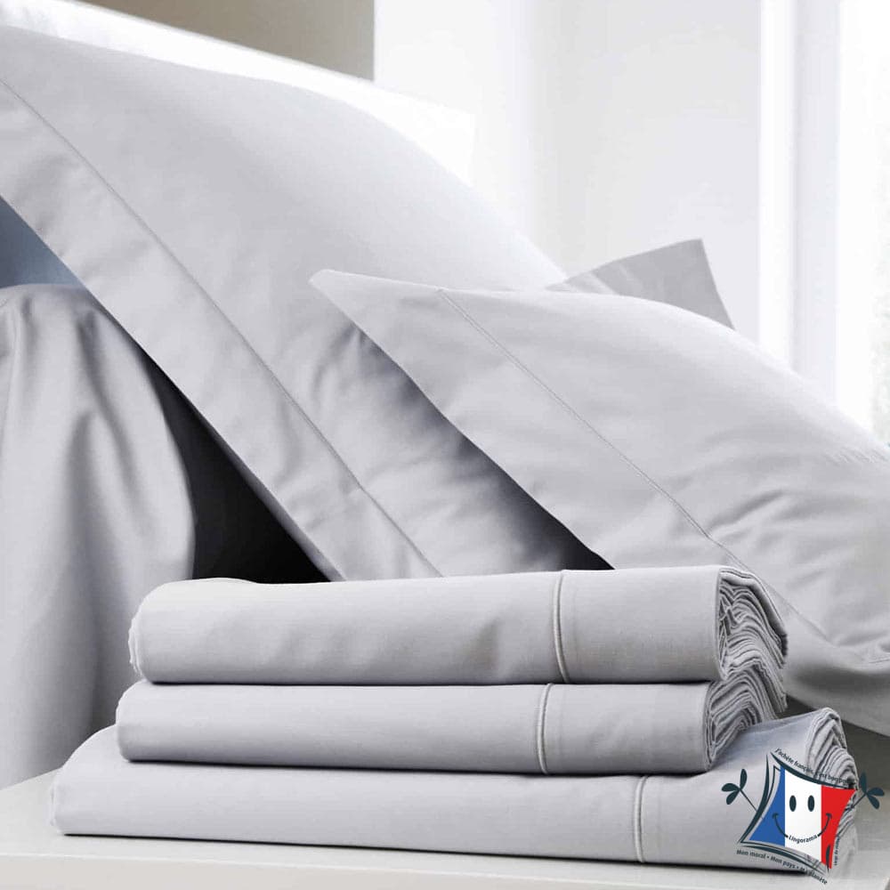Lingorama Linge de lit drap plat satin coton blanc 240x300