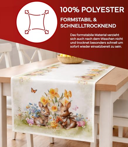 TEXPOT Tischläufer chemin de table 40x140 cm lapins Pâques
