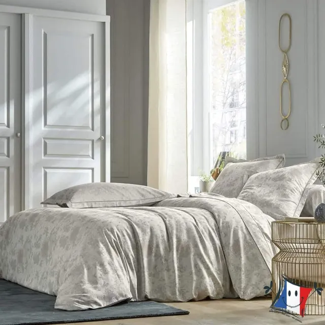 Lingorama Sakura drap plat 180x290 argenté satin coton