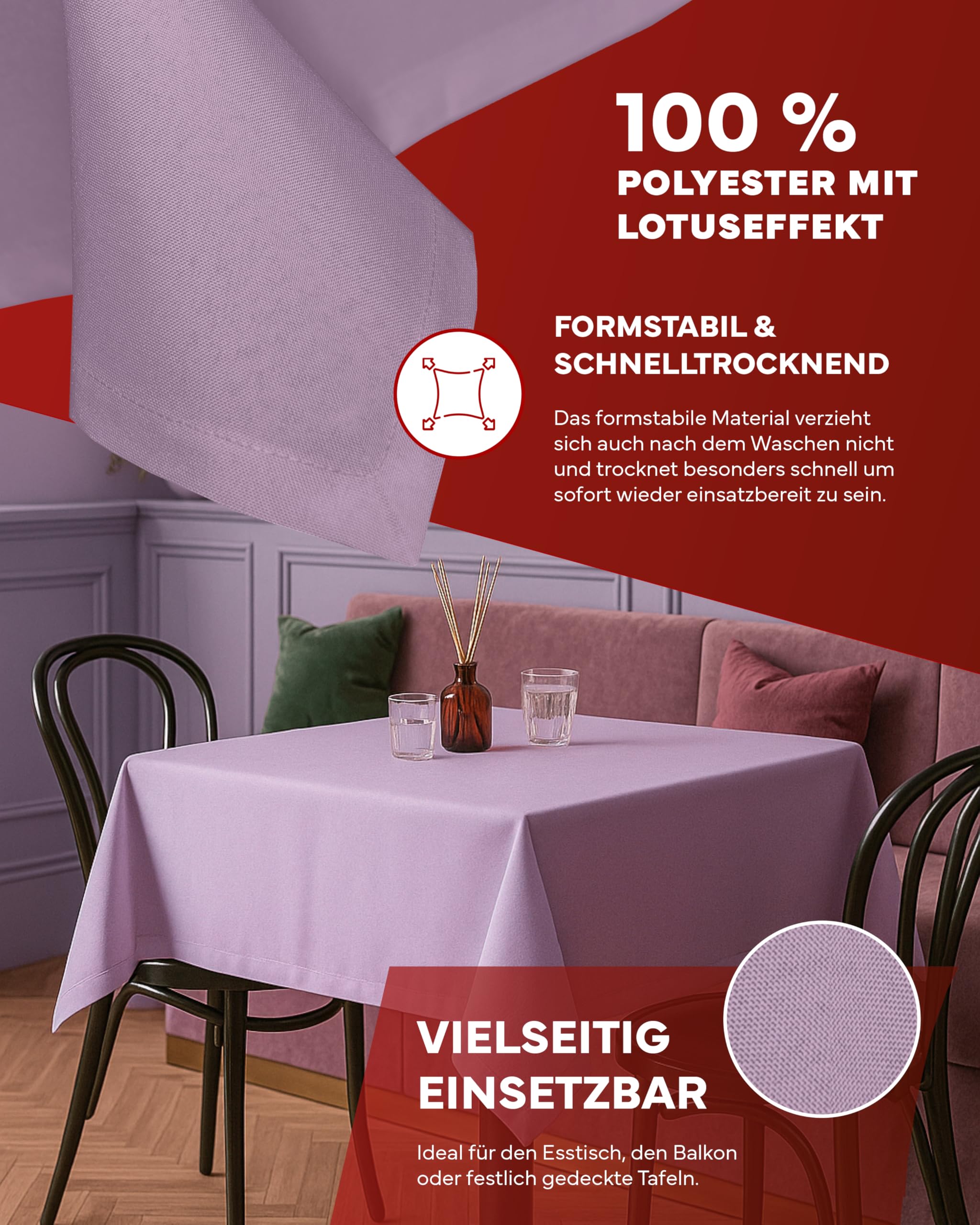 TEXPOT Gartentischdecken nappe jardin 40x140 violet aspect lin