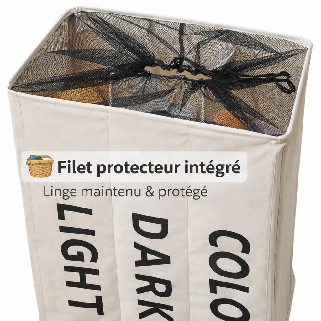 Promo Linge Paniers à Linge 75L Panier Blanc à Roues 34x54x53