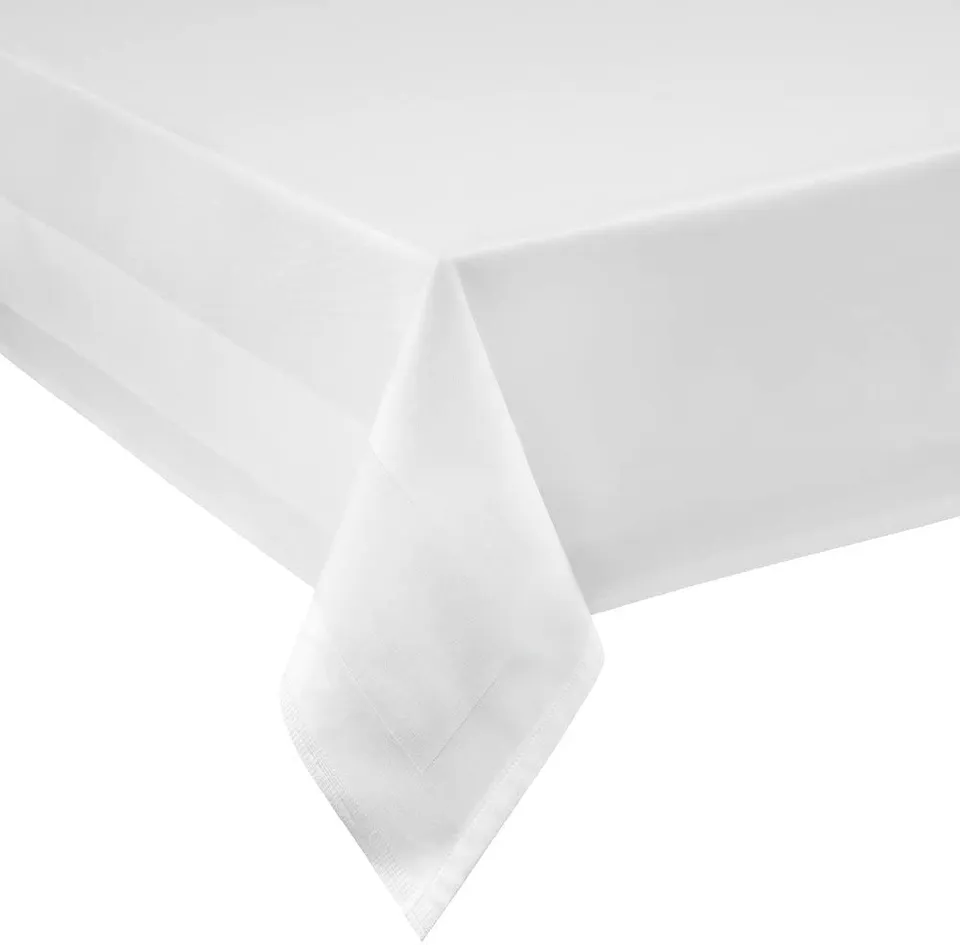 TEXPOT Meterware nappe 180x740 cm damassé blanc coton