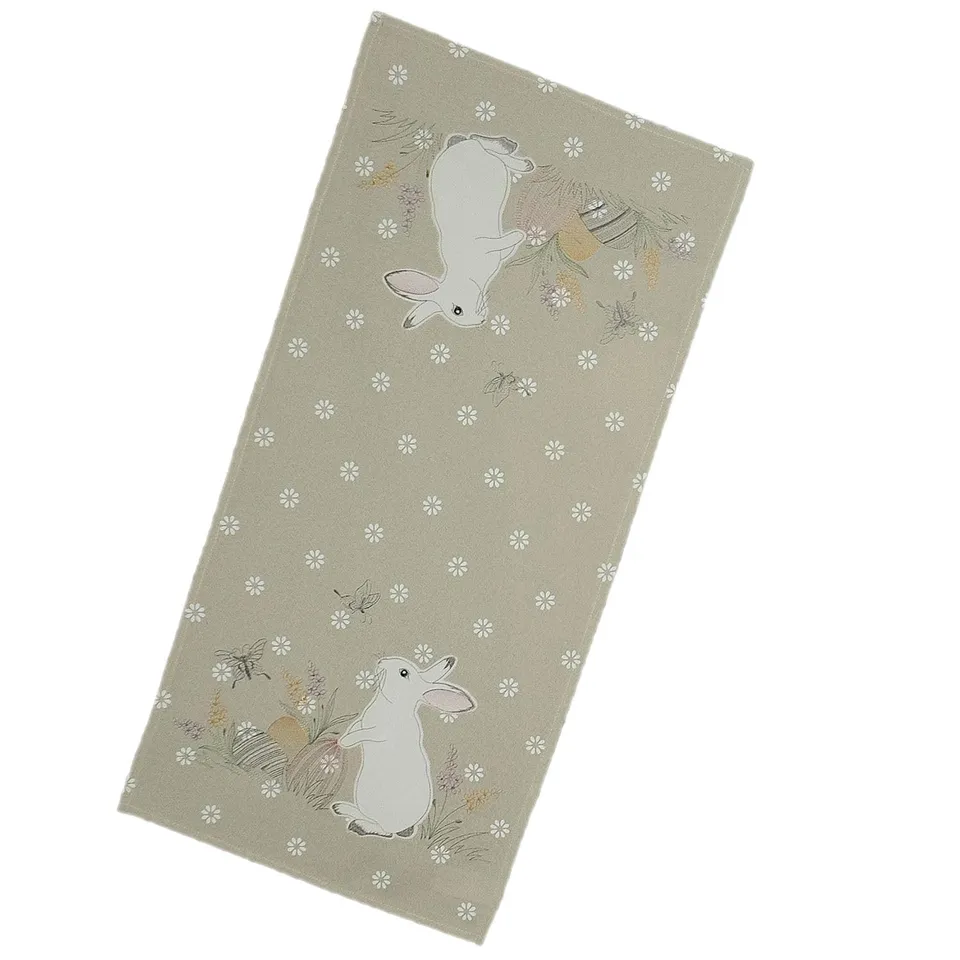 TEXPOT Tischläufer chemin de table 40x85 cm lapin Pâques blanc