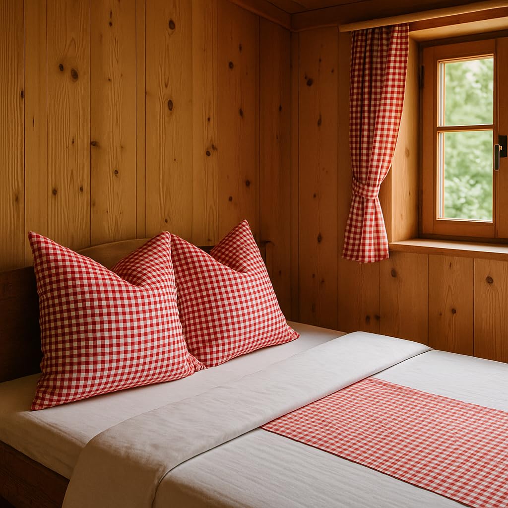 TEXPOT Bettwäsche taie d'oreiller carreaux rouge 80x80