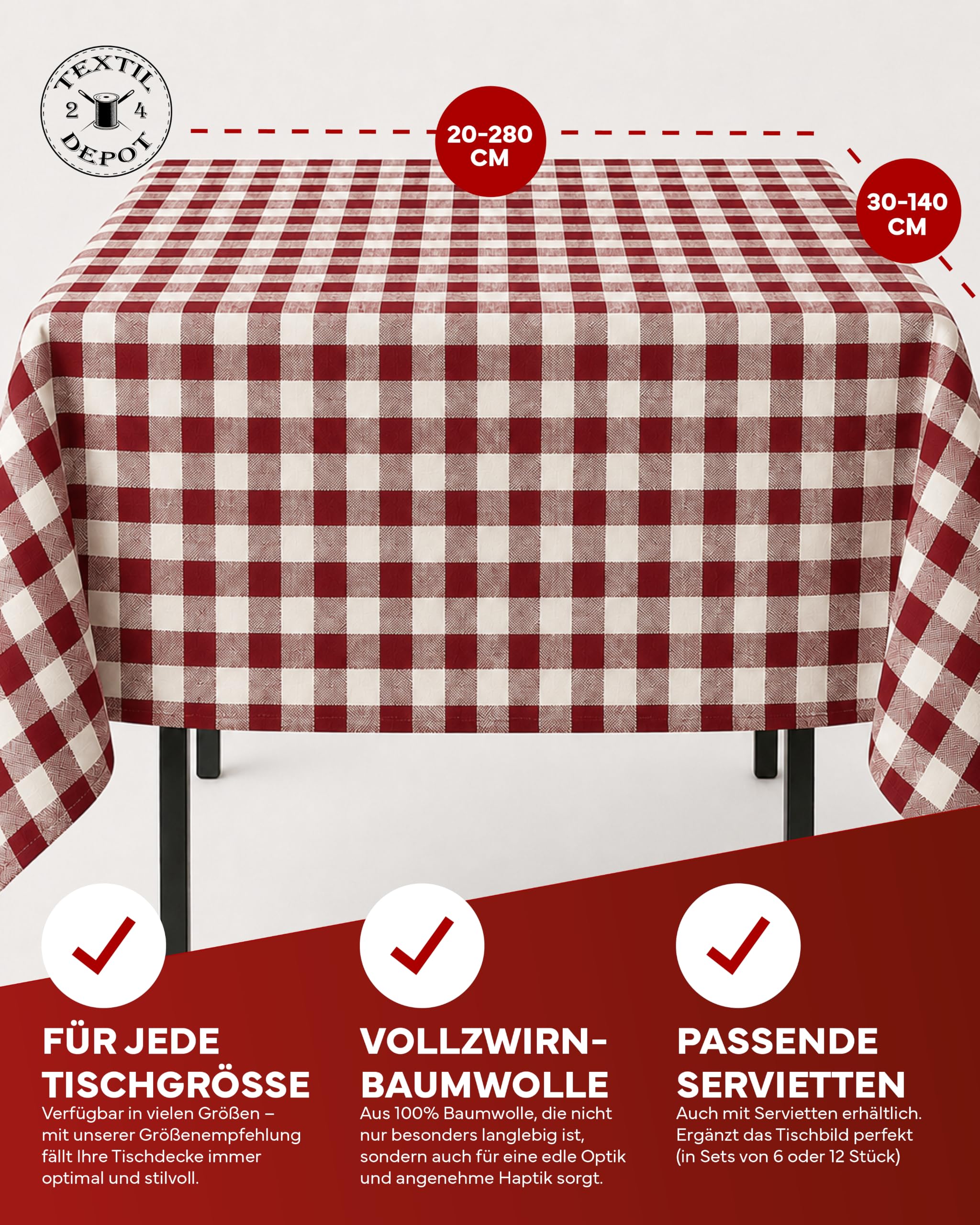 TEXPOT Servietten lot 6 serviettes 60x60 rubis coton