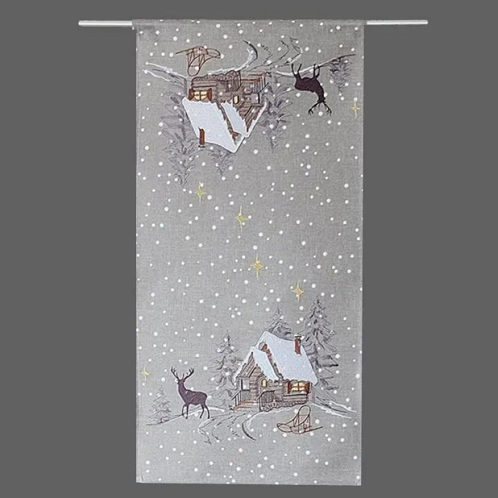 TEXPOT Forêt Hiver 40x200 chemin de table gris clair Noël