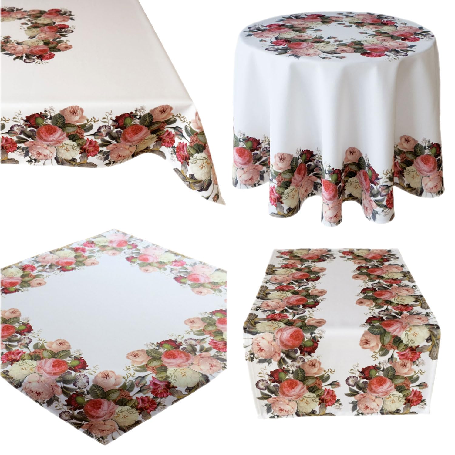 TEXPOT Tischläufer chemin de table 40x90 cm roses blanc