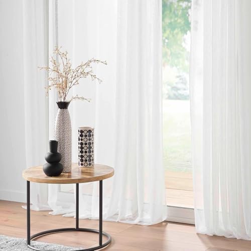 Promo Linge Haltona voilage effet lin 240x240 cm blanc