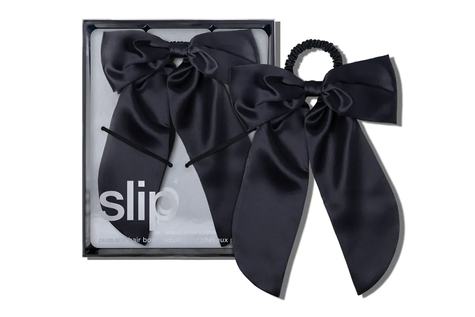 Slip Hair Bow noeud cheveux noir soie