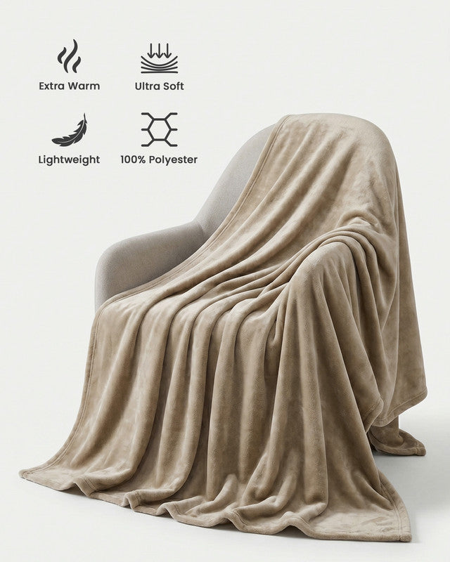 Utopia Bedding Blankets Plaid Polaire Queen Gris 250GSM polyester