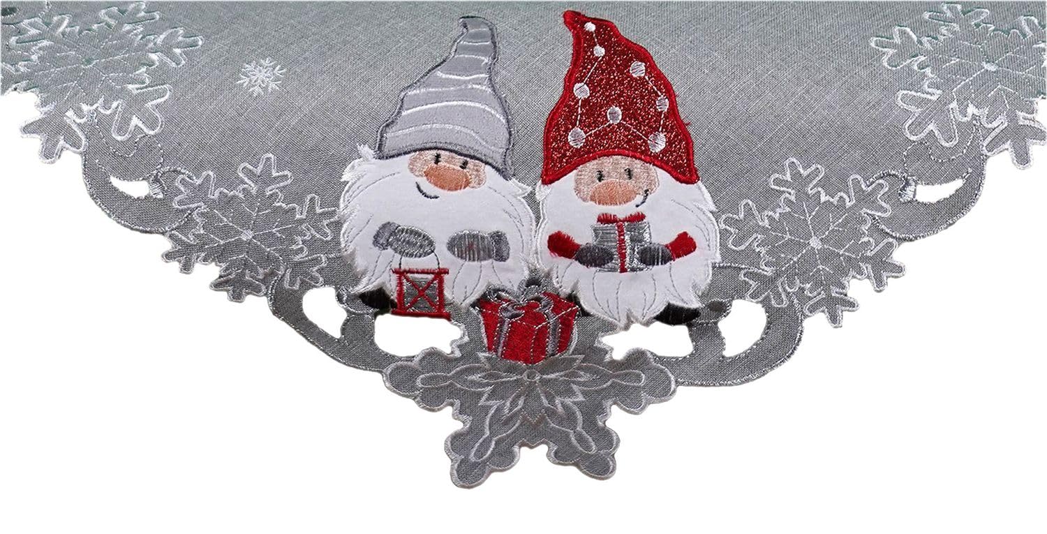 TEXPOT Lutin 25x160 chemin de table gris clair Noël