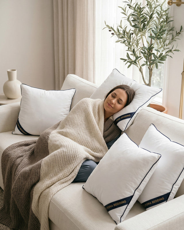Utopia Bedding Piping Pillow Inserts coussin blanc 45x45 lot 4