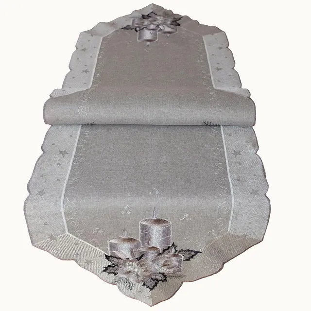 TEXPOT Bougies 40x140 chemin de table argenté Noël