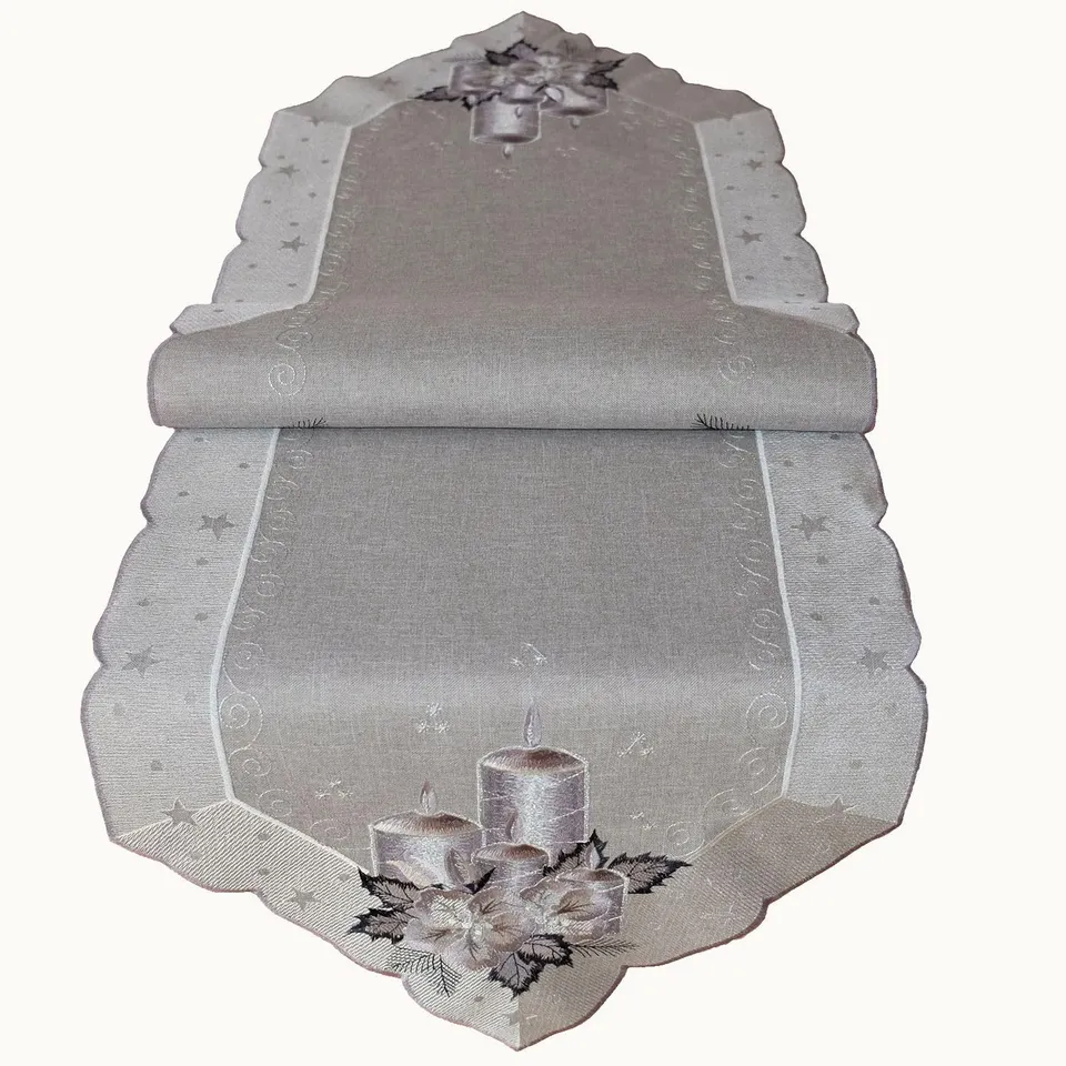 TEXPOT Bougies 40x140 chemin de table argenté Noël