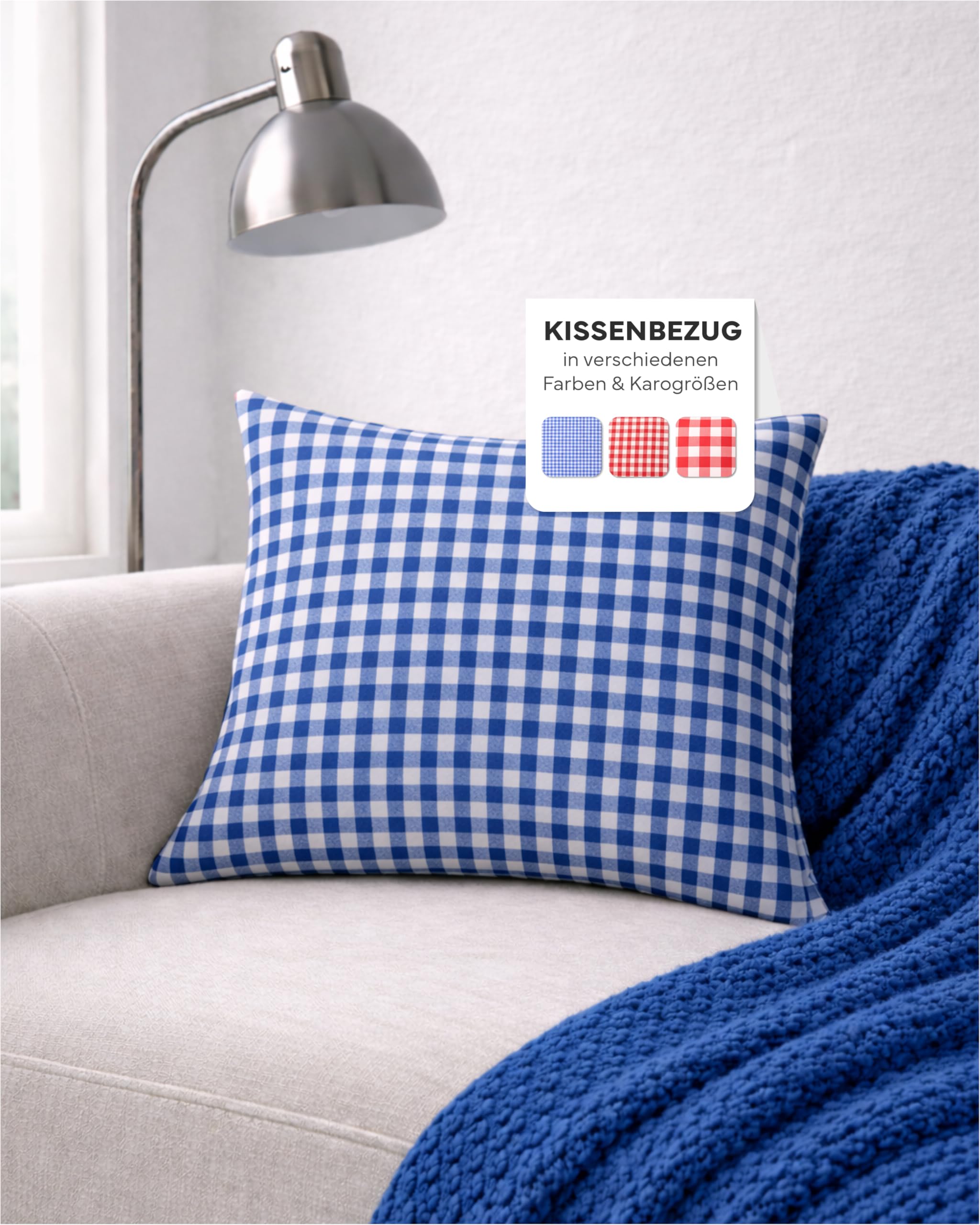 TEXPOT Kissenhüllen housse coussin 40x40 cm carreaux bleus coton