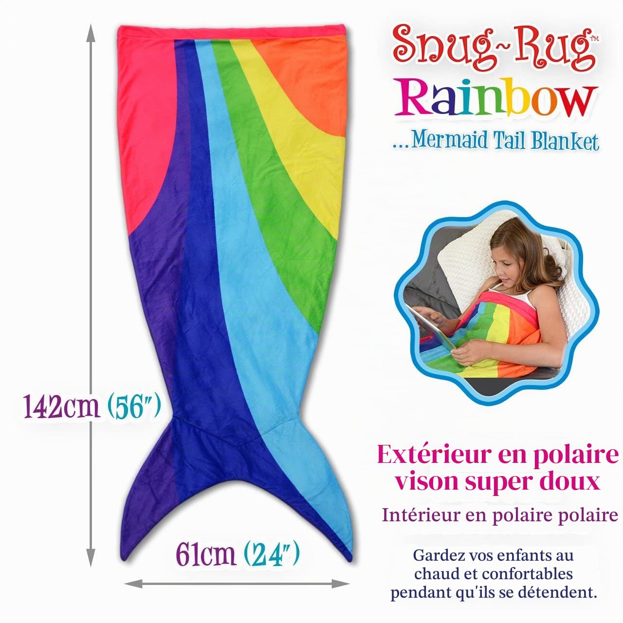 Snug Kids Snug-Rug Plaid Sirène Enfant Arc-en-ciel