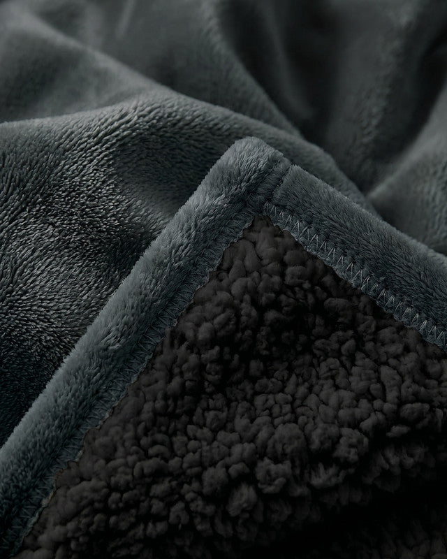 Utopia Bedding Sherpa Reversible Blanket plaid gris Queen