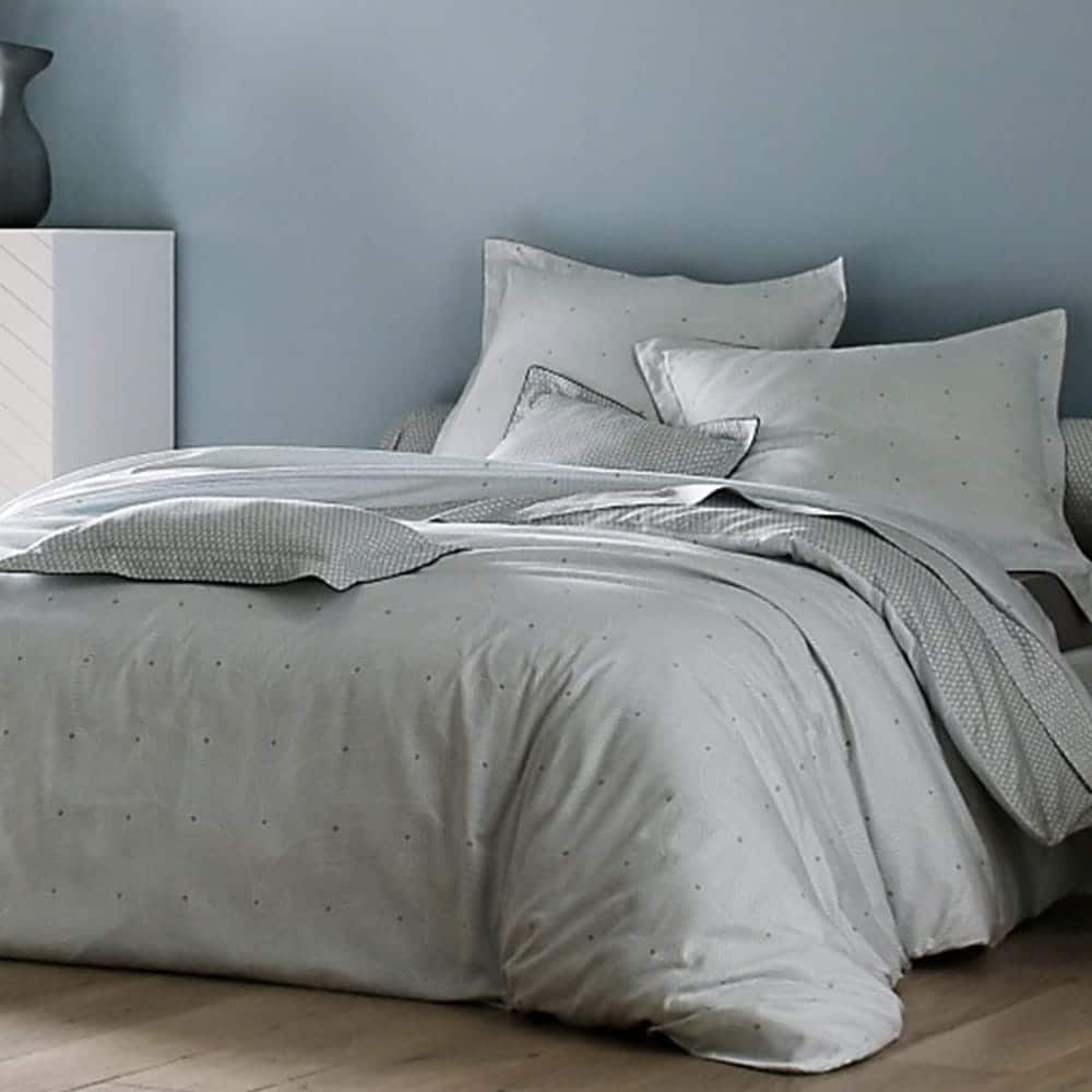 Lingorama Linge de lit Housse 140x200 satin coton gris